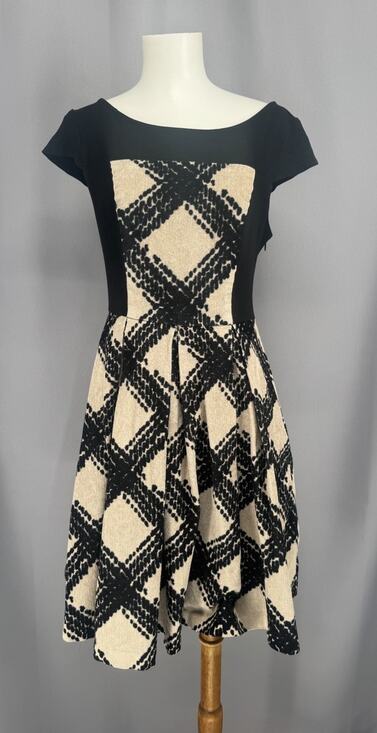 Eva Franco Dresses & Skirts - Anthropology Eva Franco Dress Size 6 Black Tan Fit Flare Preppy Academia